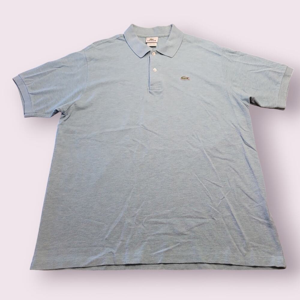 Lacoste Aqua Blue Polo Shirt L Crocodile Logo Preppy Tennis Golf EUC